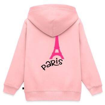Paris - Kinder Premium Organic Zip Hoodie - Rosa - Hinten - AI Model Kid Female (0cm)