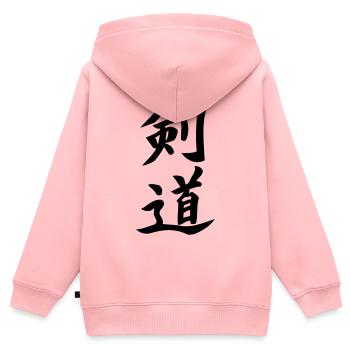 Kendo Kanji - Kinder Premium Organic Zip Hoodie - Rosa - Hinten - AI Model Kid Female (0cm)