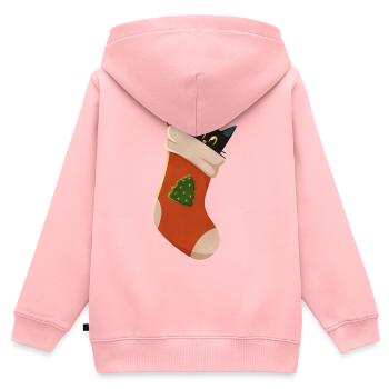 Chat en bottes - Sweat Premium à capuche zippé enfant bio - rose - Dos - AI Model Kid Female (0cm)