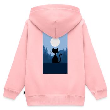 Chat au clair de lune - Sweat Premium à capuche zippé enfant bio - rose - Dos - AI Model Kid Female (0cm)