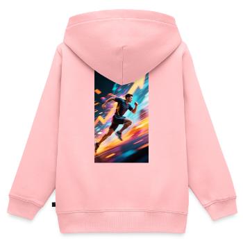 Bleiben Sie in Bewegung - Kinder Premium Organic Zip Hoodie - Rosa - Hinten - AI Model Kid Female (0cm)