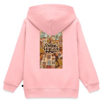 Arles Stadtbild Traumlandschaft - Kinder Premium Organic Zip Hoodie - Rosa - Hinten - AI Model Kid Female (0cm)
