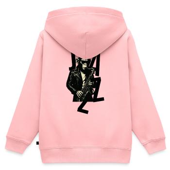 Saxophonaffe im Leder - Kinder Premium Organic Zip Hoodie - Rosa - Hinten - AI Model Kid Female (0cm)