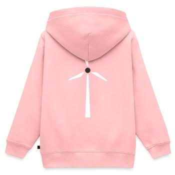 Éolienne, énergie éolienne, énergie - Sweat Premium à capuche zippé enfant bio - rose - Dos - AI Model Kid Female (0cm)