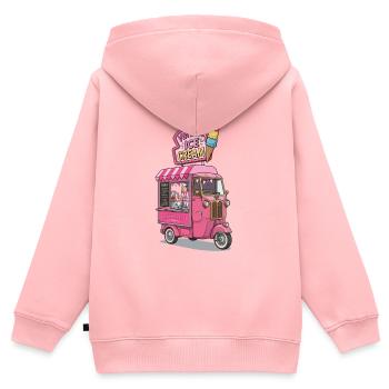 Vintage-Pink-Gelato-Truck - Kinder Premium Organic Zip Hoodie - Rosa - Hinten - AI Model Kid Female (0cm)
