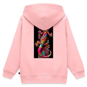 Gecko - Sweat Premium à capuche zippé enfant bio - rose - Dos - AI Model Kid Female (0cm)