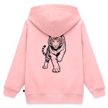Tiger - Kinder Premium Organic Zip Hoodie - Rosa - Hinten - AI Model Kid Female (0cm)