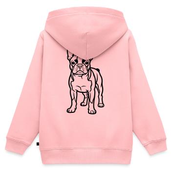 Boston Terrier - Sweat Premium à capuche zippé enfant bio - rose - Dos - AI Model Kid Female (0cm)