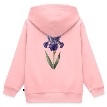 Lila Iris auf zartem Stängel - Kinder Premium Organic Zip Hoodie - Rosa - Hinten - AI Model Kid Female (0cm)