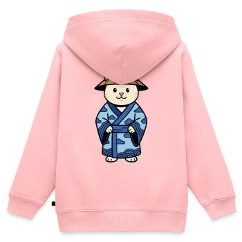 Chat de Chine mignon - Sweat Premium à capuche zippé enfant bio - rose - Dos - AI Model Kid Female (0cm)