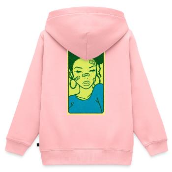 Black female portrait #6 - Kinder Premium Organic Zip Hoodie - Rosa - Hinten - AI Model Kid Female (0cm)