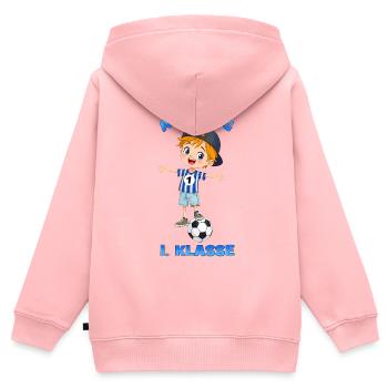 Aufstieg 1. Klasse Fußball Junge Einschulung 2026 - Kinder Premium Organic Zip Hoodie - Rosa - Hinten - AI Model Kid Female (0cm)