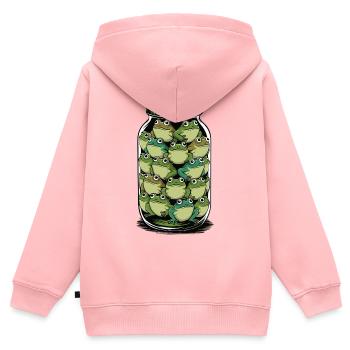 Froschglas: Verspielter Amphibienstapel - Kinder Premium Organic Zip Hoodie - Rosa - Hinten - AI Model Kid Female (0cm)