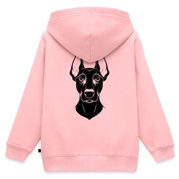 Doberman Pinscher Hundekopf - Kinder Premium Organic Zip Hoodie - Rosa - Hinten - AI Model Kid Female (0cm)