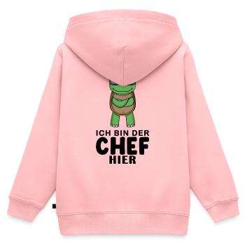 Chef Spruch mit Schildkröte Motiv - Kinder Premium Organic Zip Hoodie - Rosa - Hinten - AI Model Kid Female (0cm)