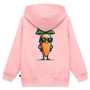 Carrot Couture: Das Trendsetter-Veggie - Kinder Premium Organic Zip Hoodie - Rosa - Hinten - AI Model Kid Female (0cm)