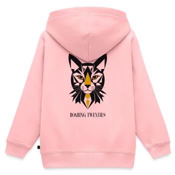 Chat Art Déco - Sweat Premium à capuche zippé enfant bio - rose - Dos - AI Model Kid Female (0cm)