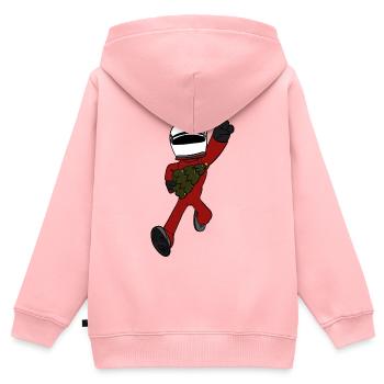 Rennfahrer Weihnachten  - Kinder Premium Organic Zip Hoodie - Rosa - Hinten - AI Model Kid Female (0cm)