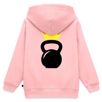Kugelhantel Krone Gym Logo - Kinder Premium Organic Zip Hoodie - Rosa - Hinten - AI Model Kid Female (0cm)