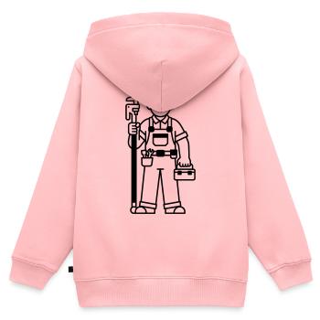Klempner - Kinder Premium Organic Zip Hoodie - Rosa - Hinten - AI Model Kid Female (0cm)