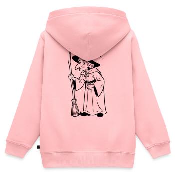sorcière - Sweat Premium à capuche zippé enfant bio - rose - Dos - AI Model Kid Female (0cm)