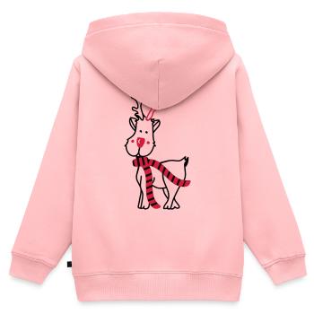 Rentier mit Schal - Kinder Premium Organic Zip Hoodie - Rosa - Hinten - AI Model Kid Female (0cm)
