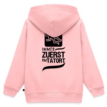 Zuerst am Tatort Polizei Kripo Geschenk Spruch - Kinder Premium Organic Zip Hoodie - Rosa - Hinten - AI Model Kid Female (0cm)