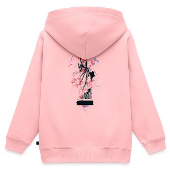 Freiheitsstatue im Farbenspritzer - Kinder Premium Organic Zip Hoodie - Rosa - Hinten - AI Model Kid Female (0cm)