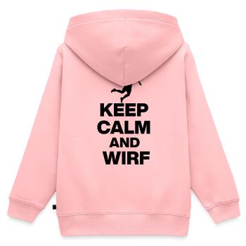 KEEP CALM AND WIRF! DEUTSCHLAND EUROPAMEISTER - Kinder Premium Organic Zip Hoodie - Rosa - Hinten - AI Model Kid Female (0cm)