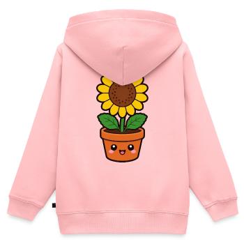 Cheerful sunflower in pot - Kids Premium Organic Zip-up Hoodie - rose - Back - AI Model Kid Female (0cm)