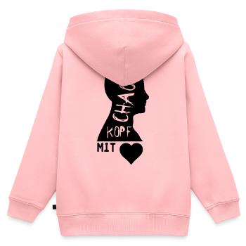 Chaoskopf mit Herz Geschenk - Kinder Premium Organic Zip Hoodie - Rosa - Hinten - AI Model Kid Female (0cm)