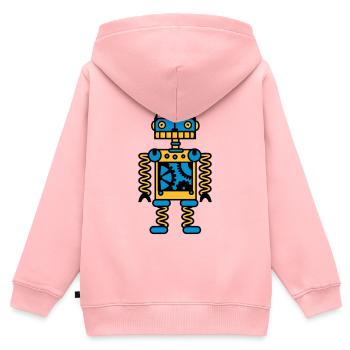 Ein Roboter mit Zahnräder - Kinder Premium Organic Zip Hoodie - Rosa - Hinten - AI Model Kid Female (0cm)