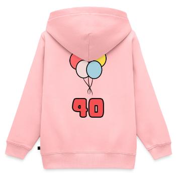 40. 40 ANS. 40e ANNIVERSAIRE. ANNIVERSAIRE 40 ANS. - Sweat Premium à capuche zippé enfant bio - rose - Dos - AI Model Kid Female (0cm)