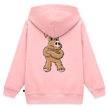 Schweinehund stehend - Kinder Premium Organic Zip Hoodie - Rosa - Hinten - AI Model Kid Female (0cm)