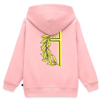 Croix minimaliste Croix Couronne de laurier Crucifix - Sweat Premium à capuche zippé enfant bio - rose - Dos - AI Model Kid Female (0cm)