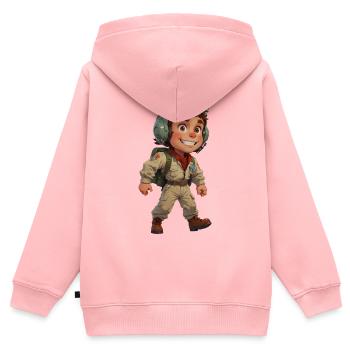 Niedlicher Cartoon-Kampfpilot - Kinder Premium Organic Zip Hoodie - Rosa - Hinten - AI Model Kid Female (0cm)