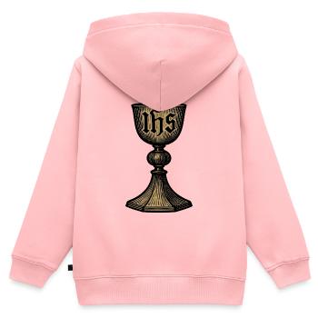 Göttlicher Kelch und Hostie - Kinder Premium Organic Zip Hoodie - Rosa - Hinten - AI Model Kid Female (0cm)