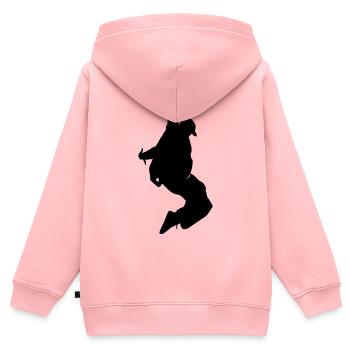 B-Boy Silhouette – Breakdance Freeze - Kinder Premium Organic Zip Hoodie - Rosa - Hinten - AI Model Kid Female (0cm)