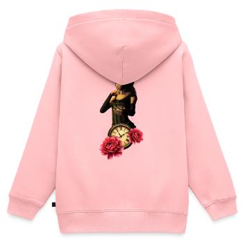 Steampunk Uhr mit Rosen - Kinder Premium Organic Zip Hoodie - Rosa - Hinten - AI Model Kid Female (0cm)
