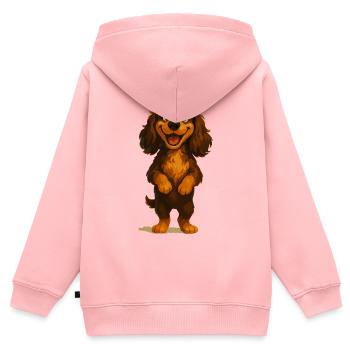 Cocker Spaniel breit grinsend - Kinder Premium Organic Zip Hoodie - Rosa - Hinten - AI Model Kid Female (0cm)