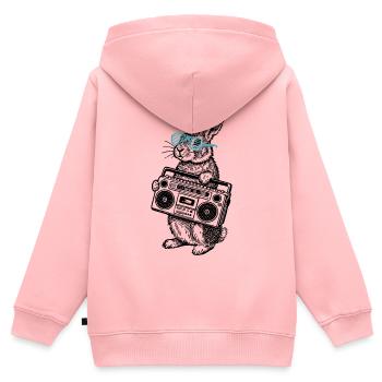 Boombox Bunny - Kinder Premium Organic Zip Hoodie - Rosa - Hinten - AI Model Kid Female (0cm)
