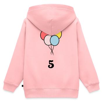 5. JUBILÄUM. 5 JAHRE. 5. JUBILÄUM - Kinder Premium Organic Zip Hoodie - Rosa - Hinten - AI Model Kid Female (0cm)