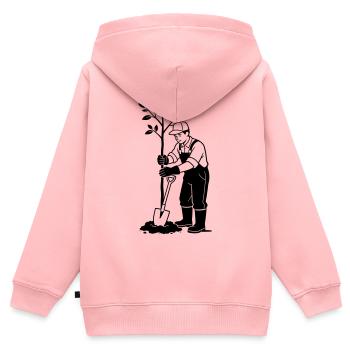 Gärtner - Kinder Premium Organic Zip Hoodie - Rosa - Hinten - AI Model Kid Female (0cm)