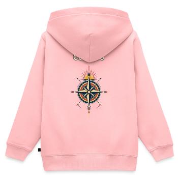 Stay Curious Kompass - Kinder Premium Organic Zip Hoodie - Rosa - Hinten - AI Model Kid Female (0cm)