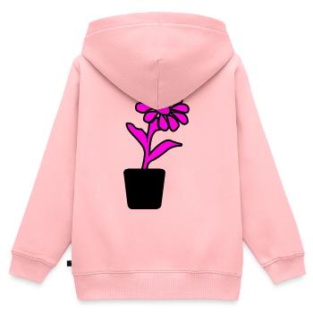 Blume - Kinder Premium Organic Zip Hoodie - Rosa - Hinten - AI Model Kid Female (0cm)