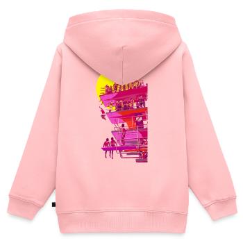 Neon-Lifeguard Turm am Sonnenuntergang - Kinder Premium Organic Zip Hoodie - Rosa - Hinten - AI Model Kid Female (0cm)