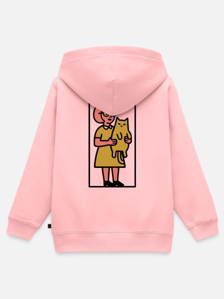 Katzenlady Haustier Illustration - Kinder Premium Organic Zip Hoodie - Rosa