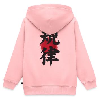 Japanisches Ideogramm Kiritsu Disziplin Disziplin - Kinder Premium Organic Zip Hoodie - Rosa - Hinten - AI Model Kid Female (0cm)