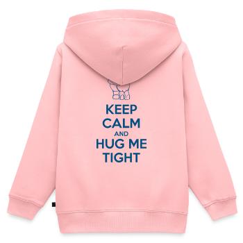 Halten Sie ruhig und hug me tight - Kinder Premium Organic Zip Hoodie - Rosa - Hinten - AI Model Kid Female (0cm)