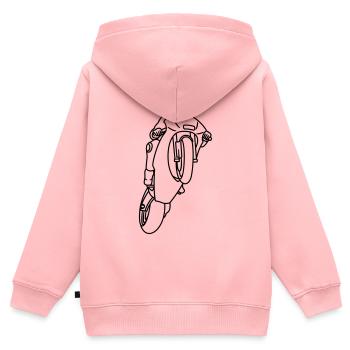 Wheelie extreme avec moto de course - sombre - Sweat Premium à capuche zippé enfant bio - rose - Dos - AI Model Kid Female (0cm)
